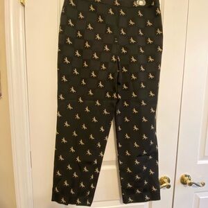 Black Pants with Dragonfly Pattern